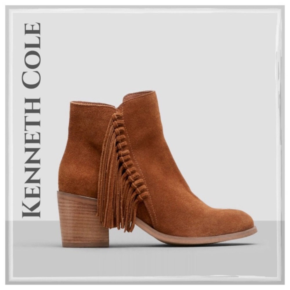 Kenneth Cole Leather Fringed Rotini Boots size 9 new with box.